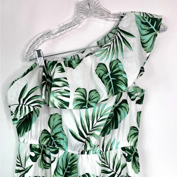 Cupshe Leaf print one shoulder ruffle midi dress size medium - Picture 6 of 10